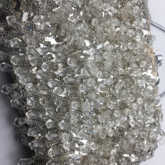 Vintage Beaded Sequin Clutch Evening Bag Wedding Snap White Made Hong Kong Purse - Picture 6 of 16